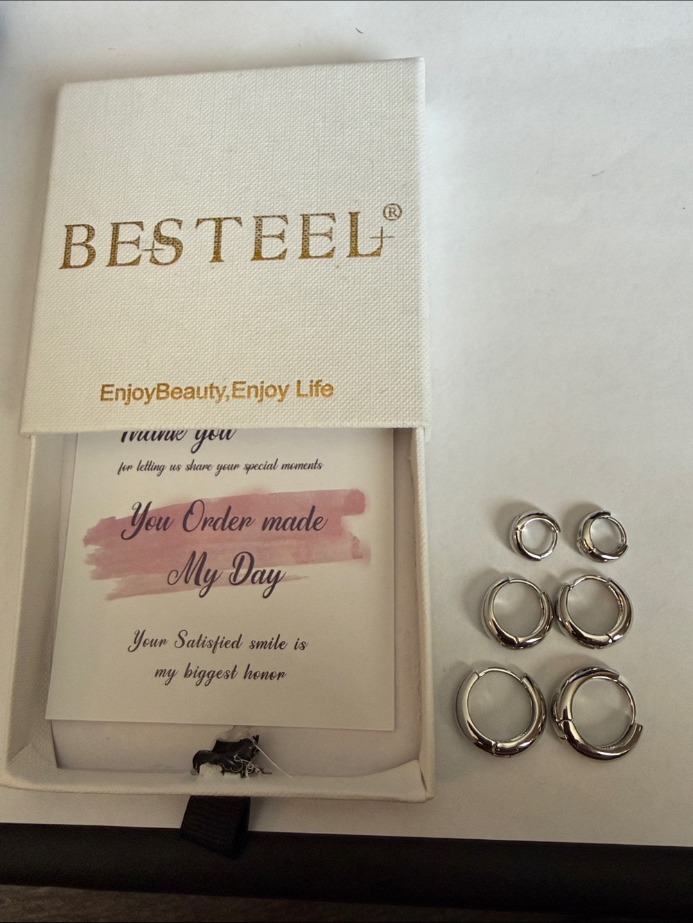 Silver Huggie Hoop Earring Set - Polished Silver (3 Pairs)
